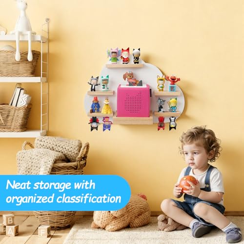 Image of Cloud Toines Shelf, for TonieBox 1 and Toniebox 2 Tonies Wall Floating Shelf Storage for 12-20 Toine Figures Characters Wall Shelf Magnetic for Toniebox, Charging Station, Kids Play Room (White 2)