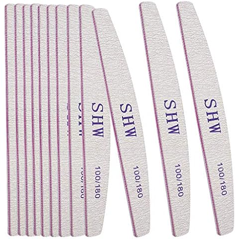12 Pack Professional Nail File Set Double-Sided 100/180 Grit Emery Board Manicure Tools For Nail Grooming and Styling (White) Cover