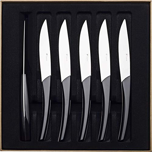 Degrenne | Luxury French Steak Knives | Quartz Collection | Set of 6 | Carbone Stainless Steel