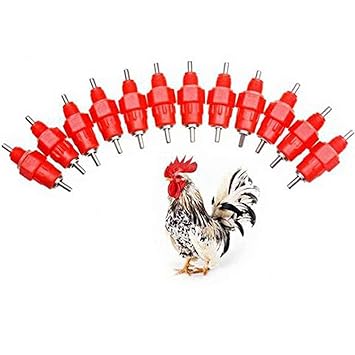 Oligitdi Water Nipple Drinker Screw for Poultry Chicken Hen Duck (Red) -40 Pieces