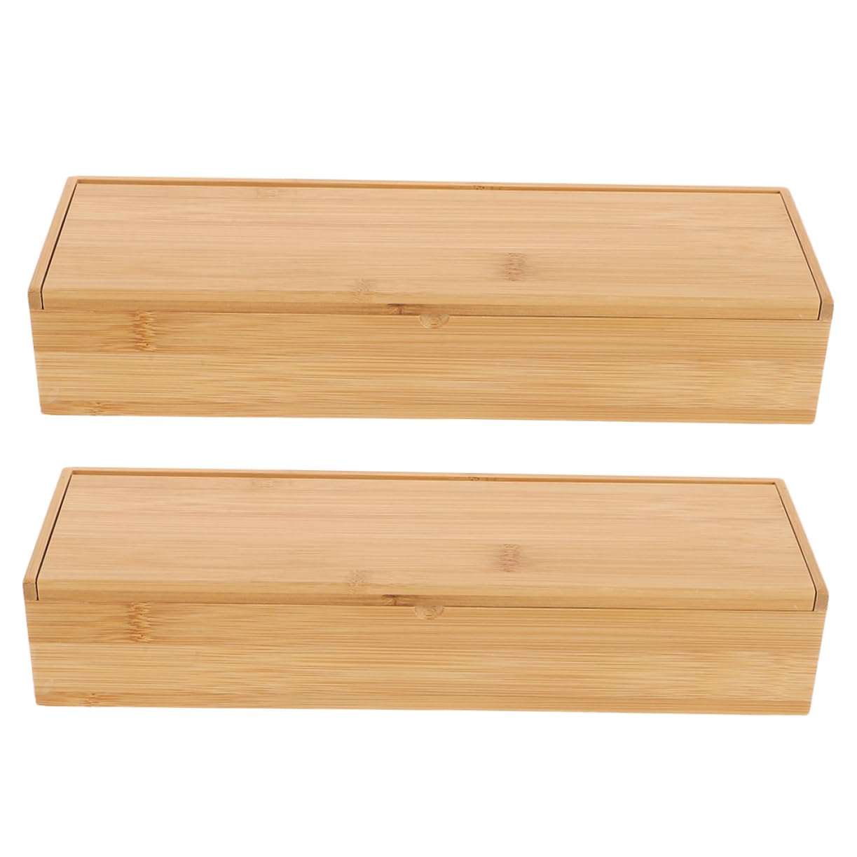 Organizador de Bambú para Cubiertos con Tapa, 2 Piezas, Diseño Elegante y Fácil de Transportar, Adecuado para Cajones y Restaurantes
