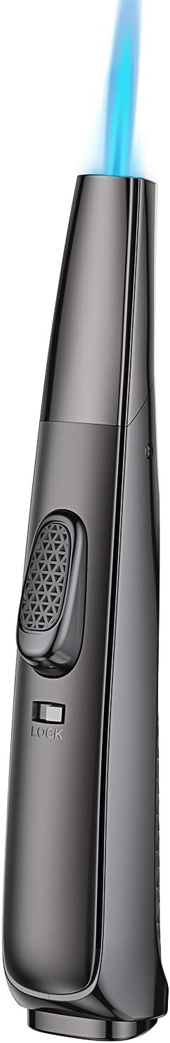 Kitchen Blow Torch, Cooking Torch, Culinary Chef Torch Lighter, Refillable Butane Torch with Safety Lock, Adjustable Flame for DIY, CremeBrulee, BBQ, Baking and Soldering (Without Gas)