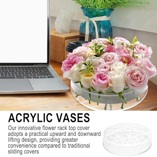Vase en acrylique transparent avec trous pour bouquet de table stable - 3
