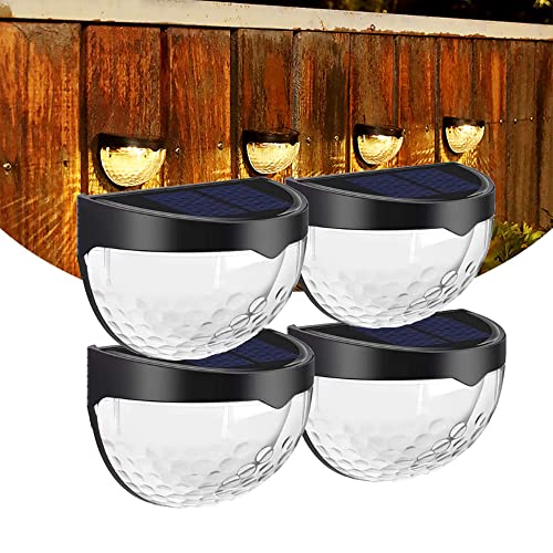 ZZYYZZ Luces solares para Cubierta, luz Solar para Exteriores, Luces solares para cercas para Exteriores, Luces solares Impermeables IP54 para el anochecer al Amanecer,Warm Light,4 Pack