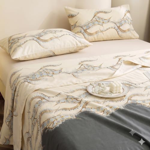 Image of IVAZA 240 TC Soft Ezyption Cotton Floral Print King Size Bedsheet - with 2 Pillow Covers, Hypoallergenic, Brethable, (Size- 90 x 90 Inch) Beige Black
