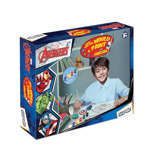 Image of SKOODLE Avengers Creative Kids Art and Craft Kit - Fridge Magnet Making DIY Toy for Ages 8 Years & Above, Fun Kids Activity - Includes Moulds and Paints for Endless Crafting Adventures