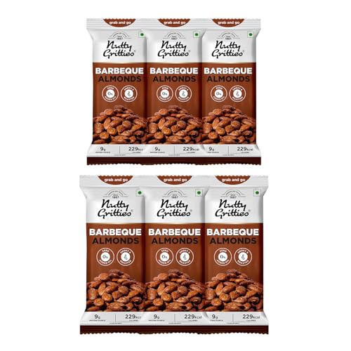 Image of Nutty Gritties Grab And Go Barbeque Almonds | 240g (Each Pouch 40g, Pack of 6)