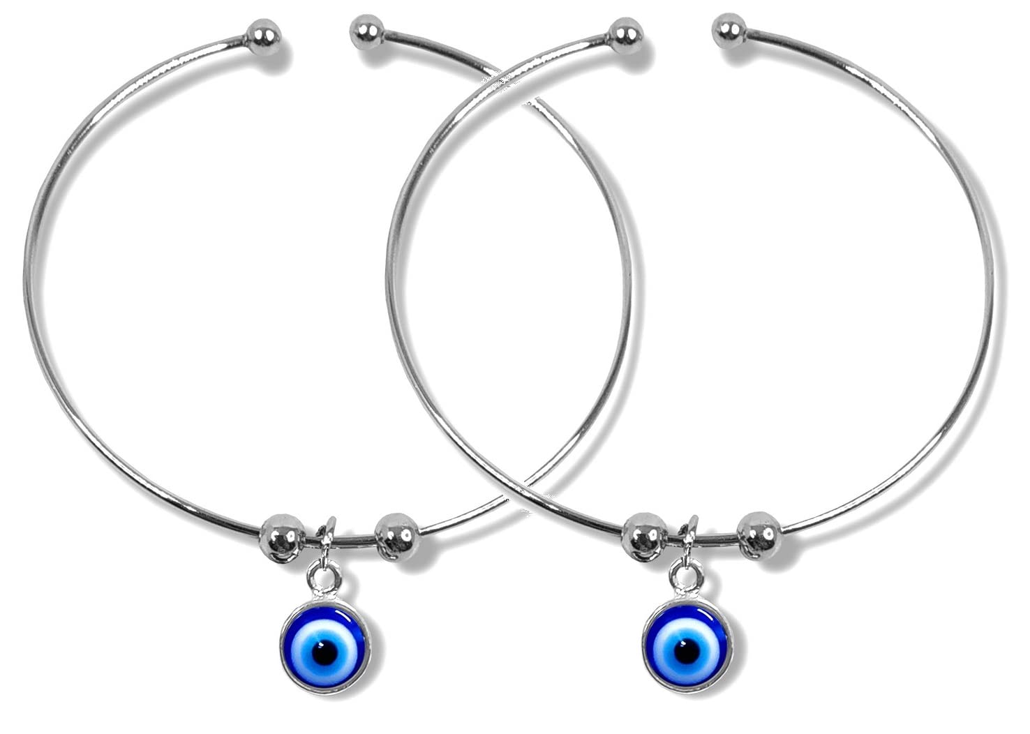 De-Ultimate (Set Of 2 Pcs) Adjustable Stainless Steel Round Moti Pearl Beads/Stone Hanging/Latkan Evil Eye Nazar Suraksha Kavach Freindship Wrist Band Cuff Bangle Kada Bracelet Gift Jewellery Set (B0BV79GP7F) Amazon Price History, Amazon Price Tracker