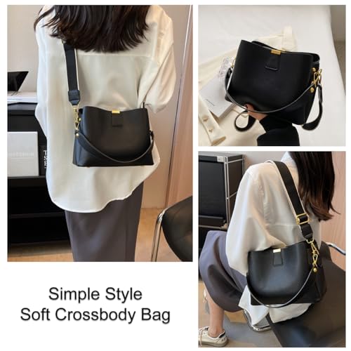 Women Bucket Bag Top Handle Crossbody Purse Vintage PU Leather Shoulder Satchel Fashion Tote Handbag for Work Travel Gifts3