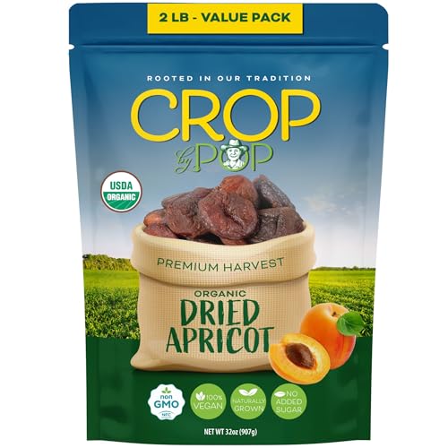 CROP BY POP - Organic Sun Dried Apricots (32oz, 2 LB) No Sugar Added