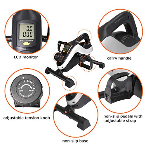 Under Desk Elliptical Machine Desk Bike Pedal Exerciser with Adjustable Resistance