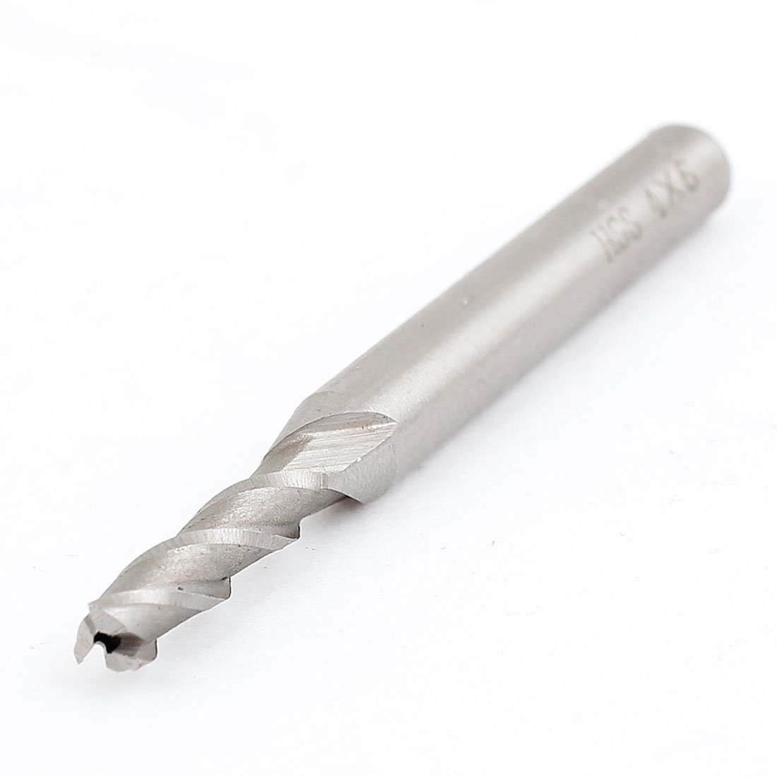 Aexit 4mm Cutting Router Bits Diameter 6mm Shank 3 Flutes HSS End Mill Cutter Straight Bits Silver Gray