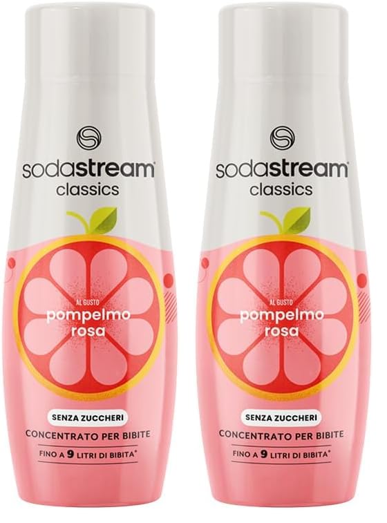 SodaStream Sirup Pink Grapefruit ohne Zucker, 1x Flasche ergibt 9 Liter Fertiggetränk, Sekundenschnell zubereitet und immer frisch, 440 ml (Packung mit 2)