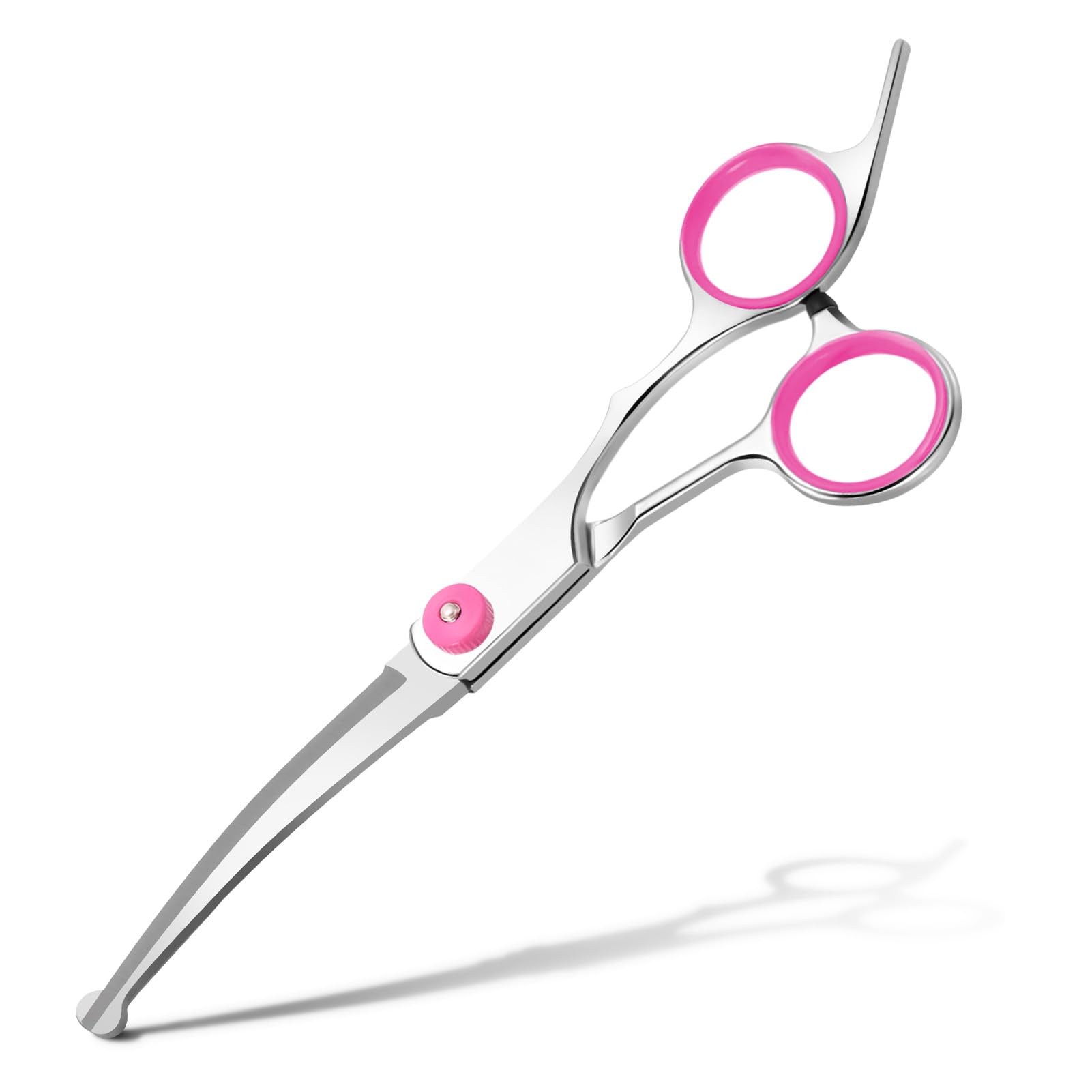 Jostift Ciseaux de toilettage pour chien et chat - Ciseaux incurvés - Ciseaux ronds professionnels - Ciseaux de toilettage pour chat et autres animaux de compagnie - Rose