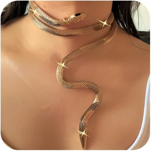 Snake Necklace Bracelet for Women Punk Bendable Snake Choker Necklaces Flexible Multi-Purpose Medusa Necklace Party Halloween Jewelry Gift
