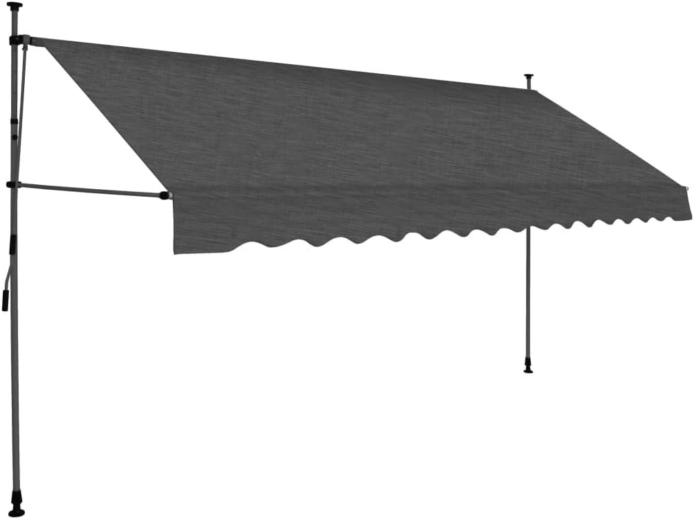 Benkeg Outdoor Awning Canopy Window Awning with LED Manual Retractable Awning Patio