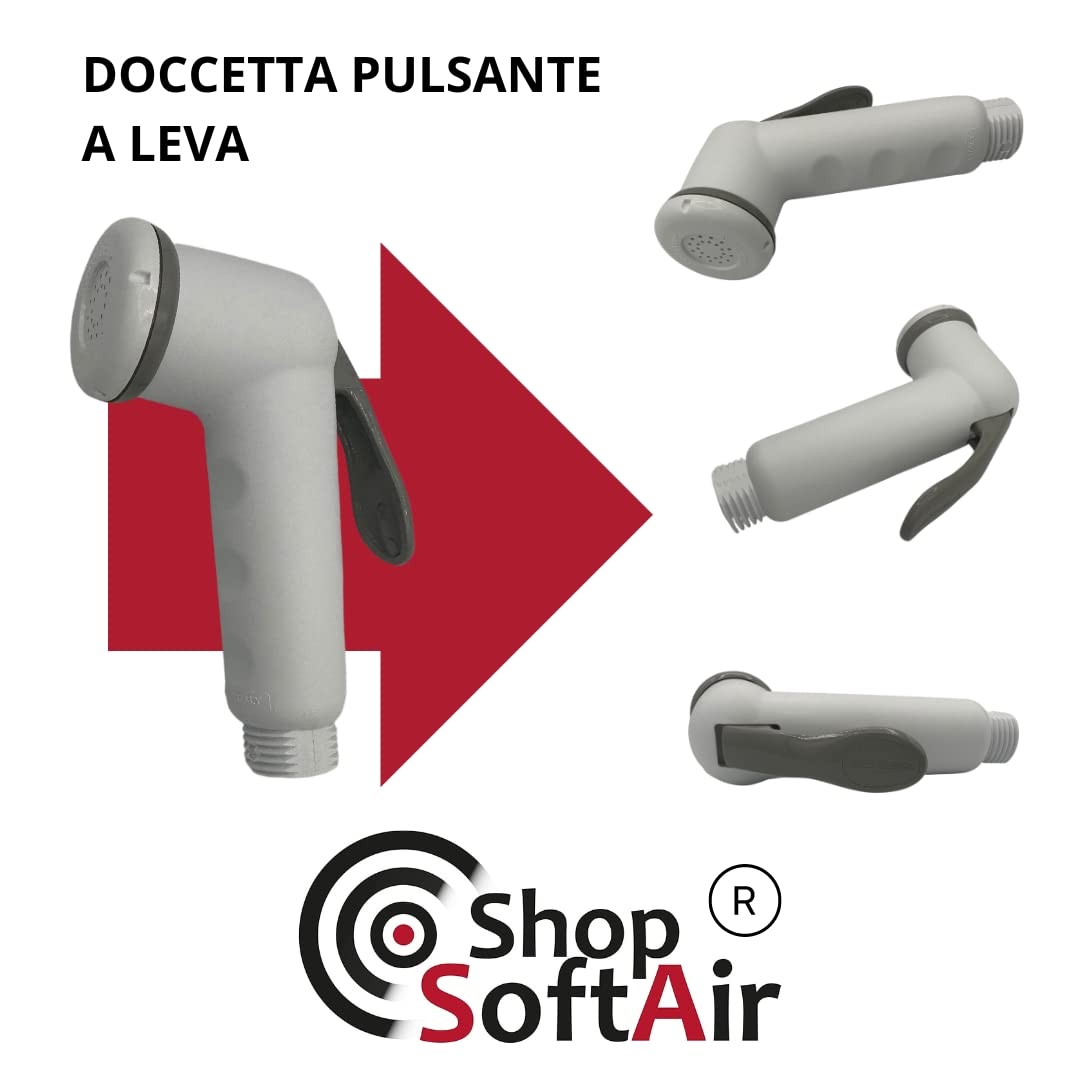 Shop SoftAir® Doccetta Oasi Doccia Bianca ABS Pulsante a Leva Soffione per Barca Imbarcazione Yacht Made in Italy