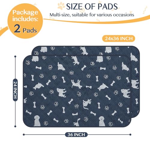 Image of 2 Pieces Dog Pee Pads - Navy Washable Dog Rugs Non-Slip Dark Blue Puppy Pads for Small Dogs, Water Absorb Training Pads
