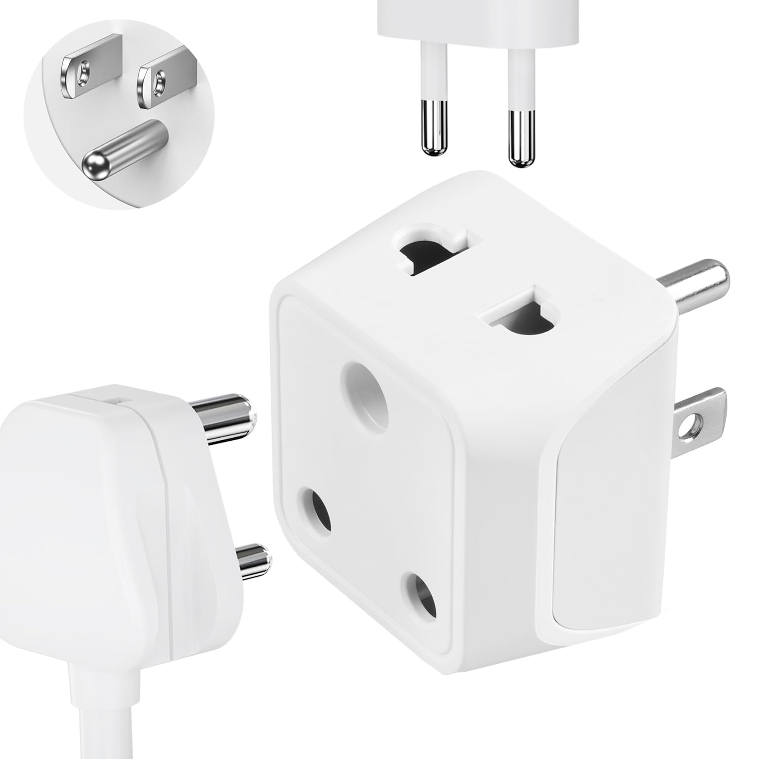 Ceptics India to USA Converter Plug, 2 in 1 Canada Travel Adapter - Type B - CE Certified - RoHS Compliant – White - 1 Pack - Lifetime Limited Warranty-image-47