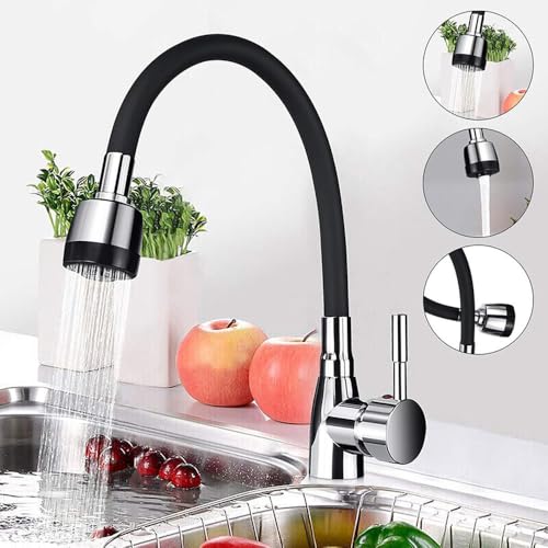 Mitigeur eau froide eau chaude pivotant 360 robinet noir - 3