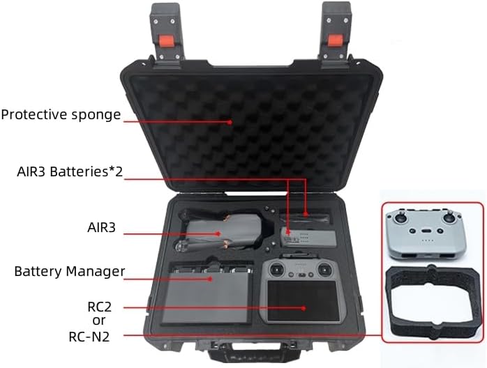 Miniatura 2 de Estuche de almacenamiento duro para DJI Air 3 Drone, funda de transporte impermeable protectora rígida para Air 3 Fly More Combo con controlador DJI
