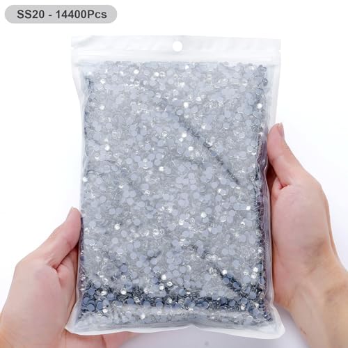 Image of Hotfix Rhinestones Bulk 14400PCS SS20 (4.6-4.8mm), Crystal Glass Rhinestones for Clothes, Tumblers, Shoes DIY, Heat Transfer Flatback Gems for Crafts & Decoration