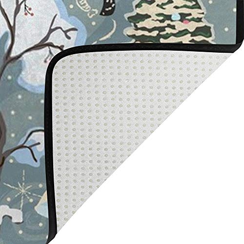 Tapis salon velours corail grand modèle Ruchen motif oiseau cardinal forêt hiver de 152x99 cm - 5