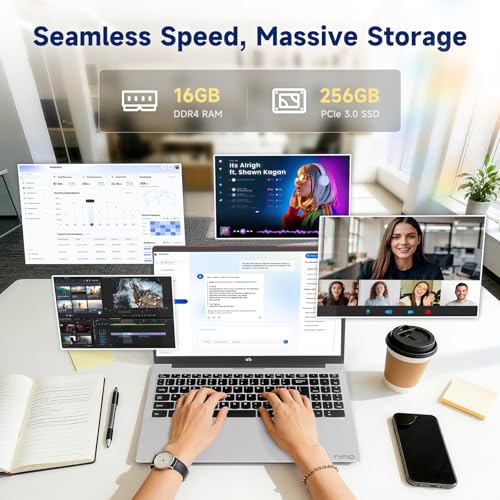 Image of NIMO 15.6 inch FHD Business Laptop Computer, Quad-Core Processor(Beats i3-1115G4), Laptop 8GB RAM 256GB SSD with Backlit Keyboard Fingerprint 65W PD Fast Charging, Student Laptop for College School