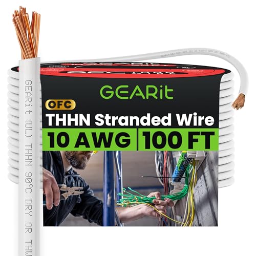 Fil électrique THHN toronné 10 AWG blanc en cuivre pur OFC isolant nylon haute résistance