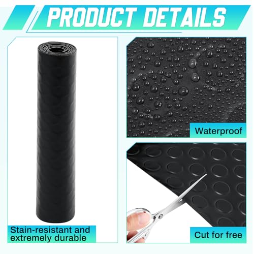 Image of Breling 16 in x 10 ft Rubber Flooring Rolls Mats, Heavy Duty Diamond Plate Coin Plate Garage Floor Mat, PVC Water /Stain Outside Resistant Parking Rv Trailer Flooring