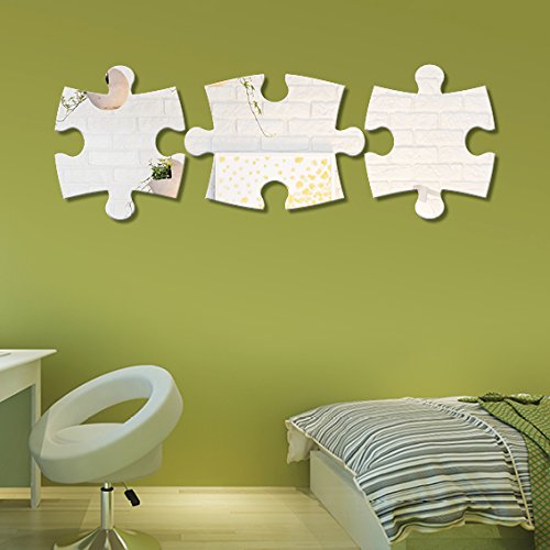 Miroir Déco Pièces de Puzzle Décoration Murale 3 Pièces 120 x 45 cm