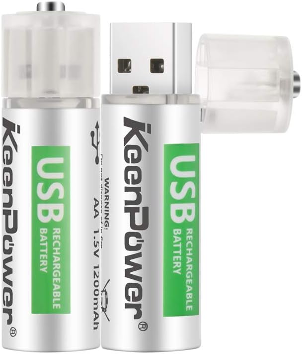 KeenPower AA Batteries USB Rechargeable Double A Lithium Batteries Li-ion Battery Cell 1.5V / 1200mAH (4Pack/2Pack) Not NI-MH/NI-CD/Alkaline Batteries ECO-Friendly and Recyclable No Memory Effect