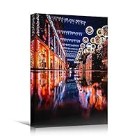 Canvas Wall Art Street View Cityscape Colorful Contemporary Multicolor Neon Photography Places - 12x18 inches