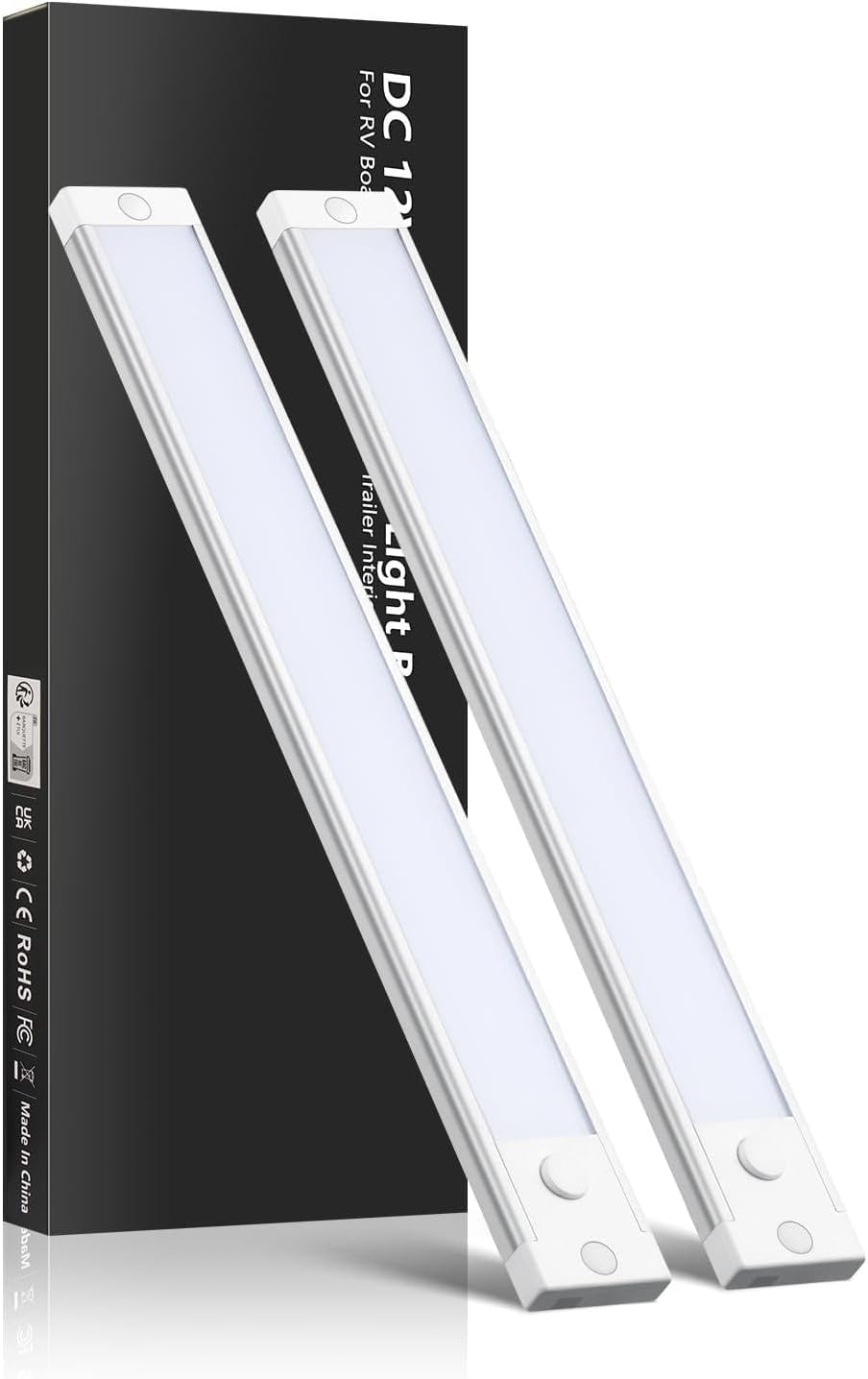 acegoo RV Dimmable Under Cabinet LED Lighting 12V Linear Light Bar with Integral On Off Dimming Switch & Red Night Light, Screw Mount Hard-Wired for RV Van Truck Motorhome (12 Inches Warm White 2Pcs)