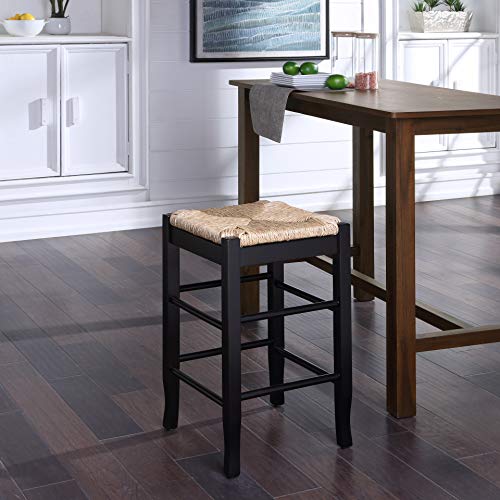 Boraam Square Rush Seat Counter Height Stool, 24-Inch, Black #TOP4