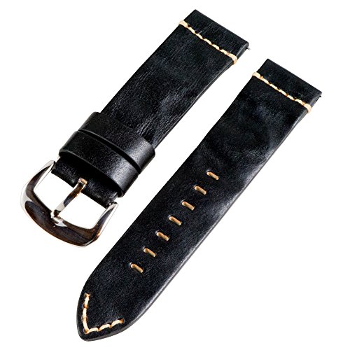 Clockwork Synergy® Dapper Collection - 22mm Black Vintage Leather Watch Band