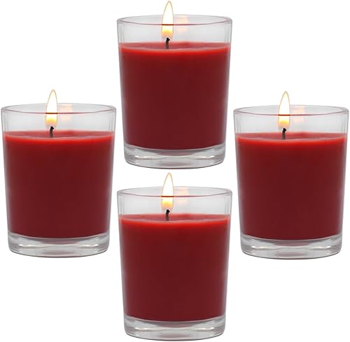 Miniatura 8 de Velas votivas de Adviento moradas y rosas en vidrio, sin perfume, velas de cera de soja de 15 horas para Navidad, mesa de boda, hogar, spa,