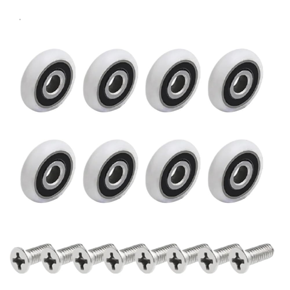 Shower Door Rollers 8 Pcs Shower Door Roller Runner Wheels 19mm-25mm Bathroom Sliding Wheel Runners Fastener Pulley(19mm)