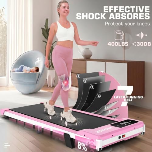 Image of ANCHEER Walking Pads, 2 in 1 Under Desk Treadmill 2.5HP Compact Running Machine with Remote Control, 300lbs Weight Capacity for Home /Gym /Office,Ultra-Quiet, Installation-Free