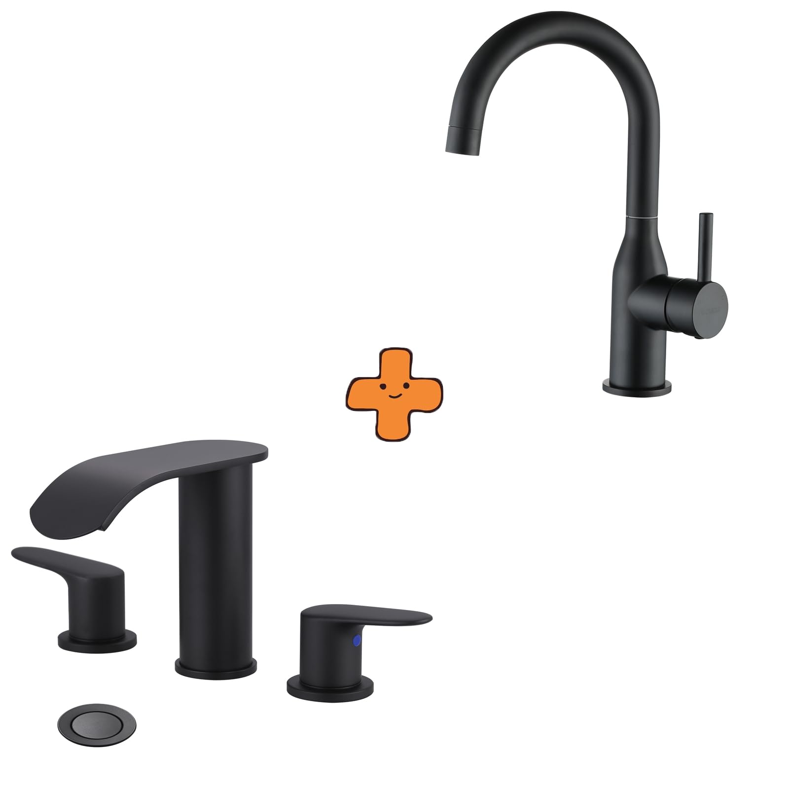 Jnfidosr Black Waterfall Bathroom Faucet 3 Holes 8Inch Widespread Bathroom Sink Faucet And Bathroom Faucet Stainless Steel Bar Faucet Single Handle Bar Sink Faucets