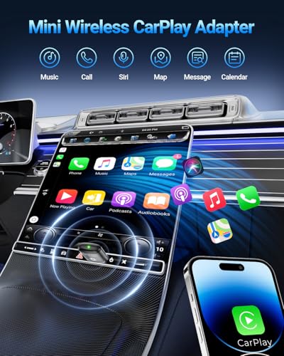 Image of vnilrgle Wireless CarPlay Adapter for Apple iPhone（2026 Upgraded） Mini Design, Converts Factory Wired to Wireless Adapter for CarPlay, Plug and Play, Auto Connect Fast and Stable(Black)