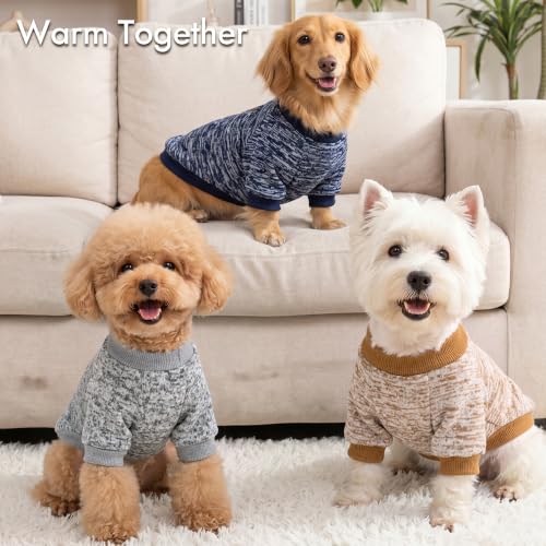Image of 3 Pack Dog Sweaters for Small Dogs Girl Boy Winter Fleece Clothes Warm Soft Dog Sweatshirt Outfit for Dogs Cats Pet Apparel