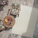 SANAT Berlin Outdoor Teppich Wetterfest - Teppich für den Innen- und Außenbereich - Balkon Teppich Wasserabweisend - Teppiche für Terrasse, Garten, Küche, Bad oder Wohnzimmer - Creme, 60 x 110 cm