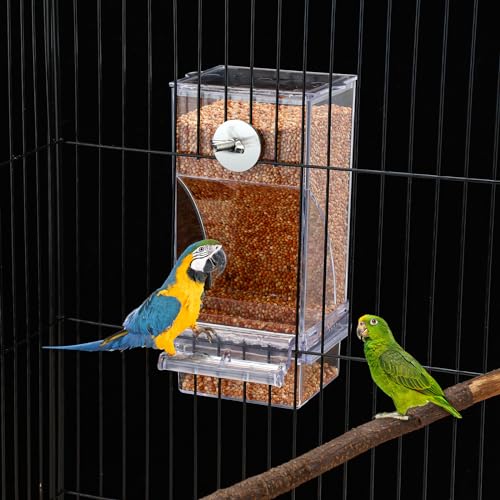 Yaomiao 4 Pcs No Mess Small Bird Feeders Automatic Parakeet Water Dispenser Clear Quail Feeder and Watered Cage Accessories for Small and Medium Parakeet Cockatiel Canary(Assorted,Transparent) - Image 5