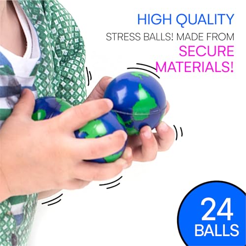 Neliblu-2-Earth-Stress-Balls-2-Dozens-Globe-Squeeze-Ball-for-Stress-Relief-Muscle-Relaxation-Therapy-24-World-Stress-Balls-Earth-Day-Gifts-and-Accessories-Promote-Environmental-Awareness
