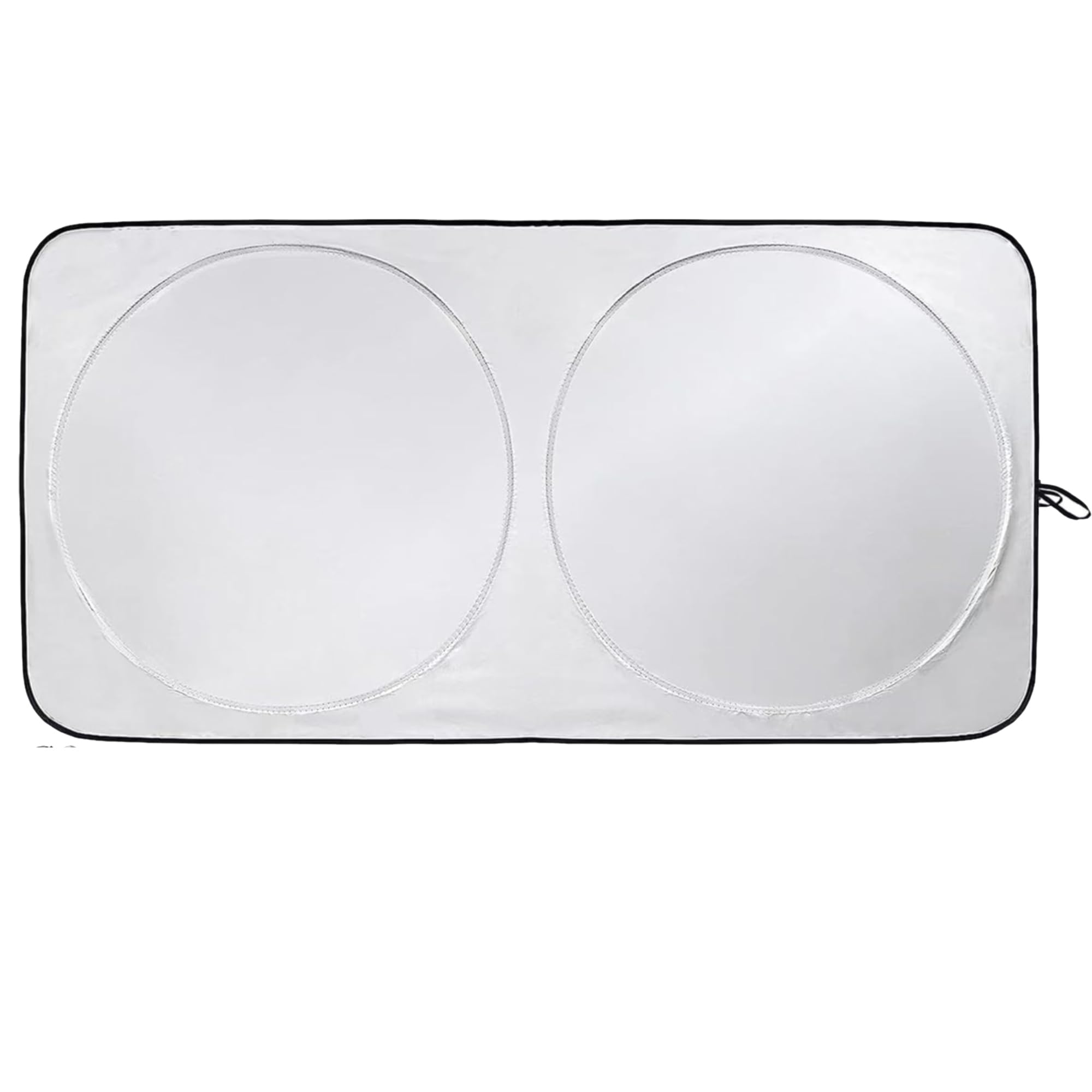 EXQUIPLEM 240T Polyester Car Windshield Sun Protector with Adjustable Mirror Cutouts | Universal Fit for SUVs, Trucks, Sedans, Coupes | Large (64