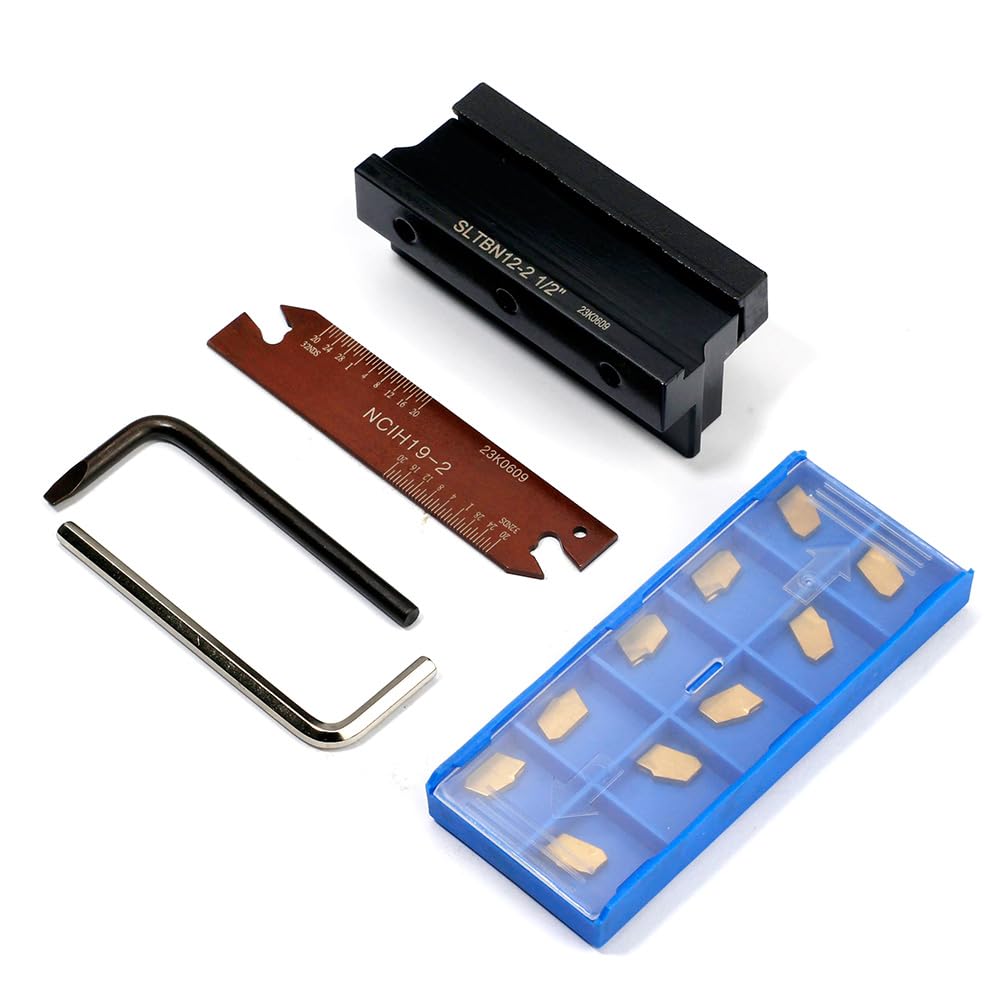 OSCARBIDE Bloque De Autobloqueo SLTBN19-5 De 3/4 "con Cuchilla Ajustable NCIH26-3, Hoja NCIH26-4, Estaño Recubierto 5 Piezas De Insertos De Carburo GTN-3 Y 5 Piezas GTN-4 Insertos De Partición