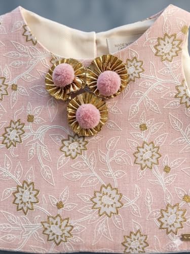 Image of A.T.U.N. (ALL THINGS UBER NICE) Girls Cotton Ethnic Floral Lehenga Choli Set with Lace & Dupatta | Traditional 3-Piece Festive Outfit for Kids