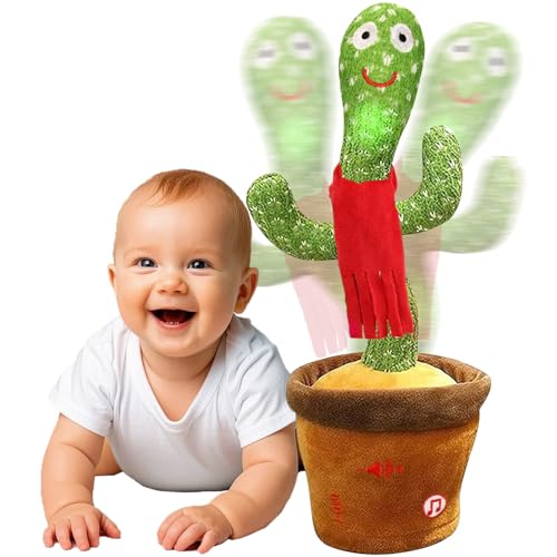 Edencomer Cactus bailarin Repite español, Cactus bailarin Canta 120 Canciones de Volumen Regulable, Cactus bailarin Tiene una función de grabación de luz de Baile, Cactus Juguetes niños Repite