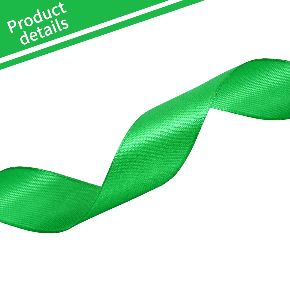 TONIFUL 1 Inch x 100yds Green Satin Ribbon, Thin Solid Color Satin Ribbon for Gift Wrapping Crafts, Hair Bows Making - Image 3